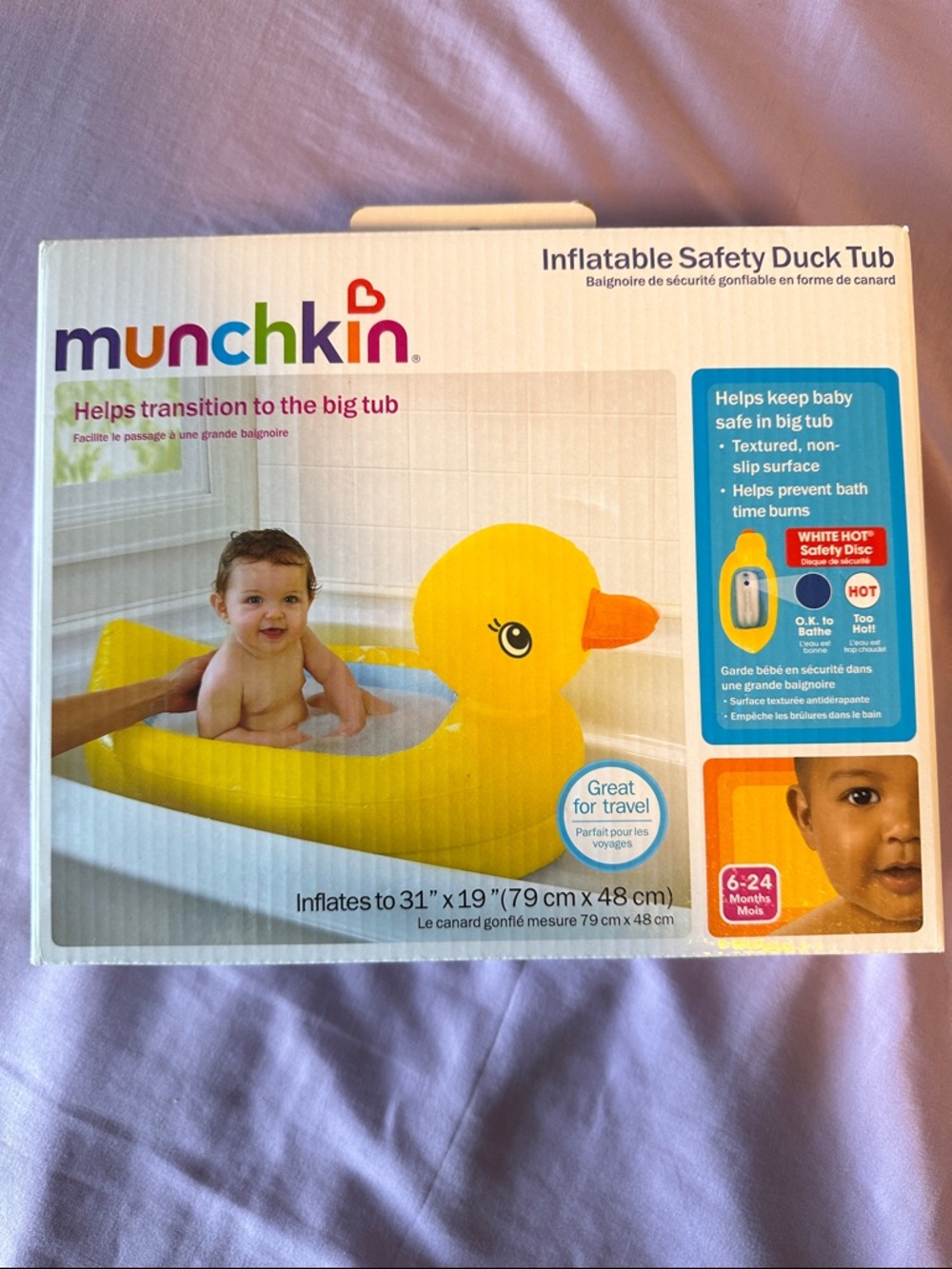 Munchkin Yellow Inflatable Duck Bath Seat with Orange Beak